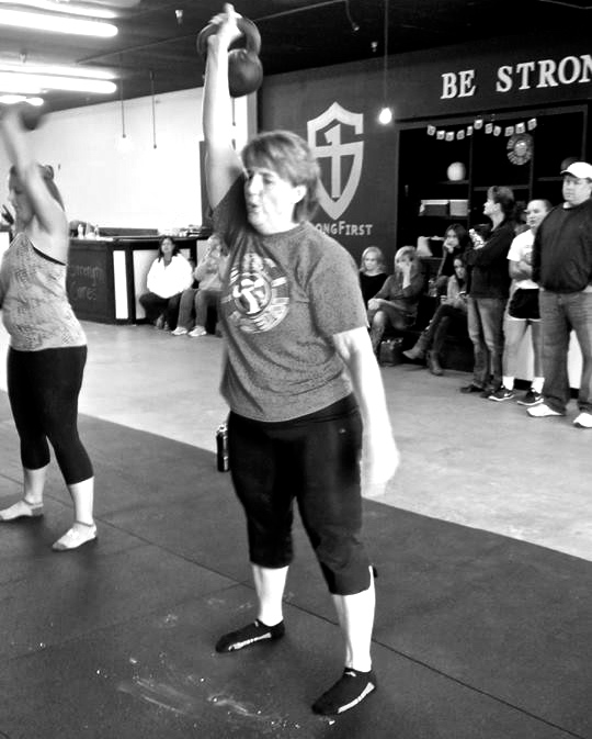 Lois Tatro's first-ever Tactical Strength Challenge: 235 lb deadlift and 82 - 26 lbs kettlebell snatches in 5 minutes, at BeStrong Training in Wichita KS.