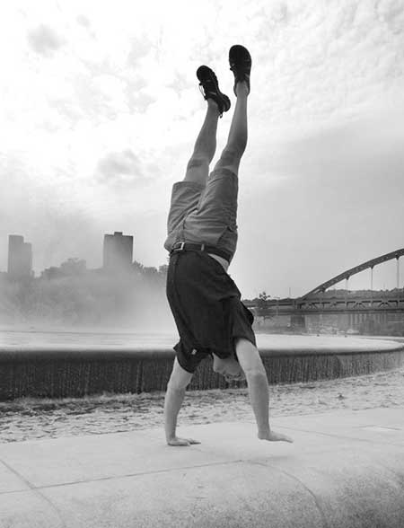 Brett Jones performing the free handstand