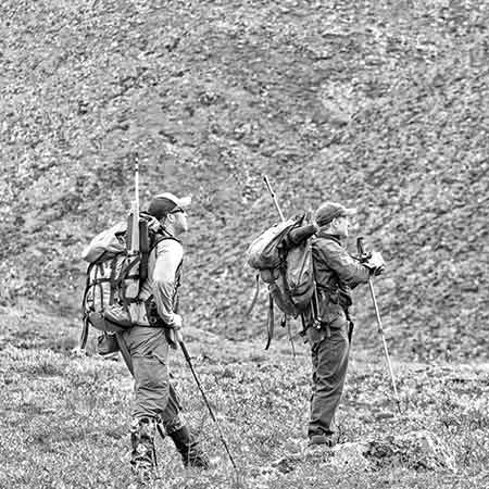 Men hiking on a mountain