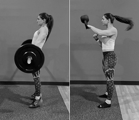 Barbell Snatch second pull and kettlebell snatch ascent