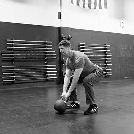 The two-arm kettlebell swing setup