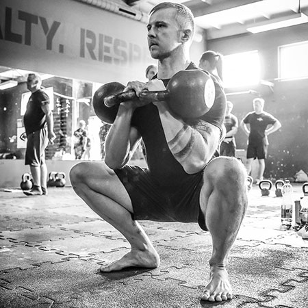 The double kettlebell front squat